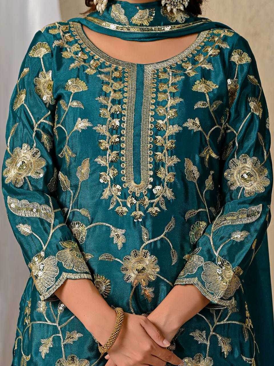 Heavy Chinnon Silk Designer Embroidered Lehenga - MYLUXURY LANE ENTERPRISE